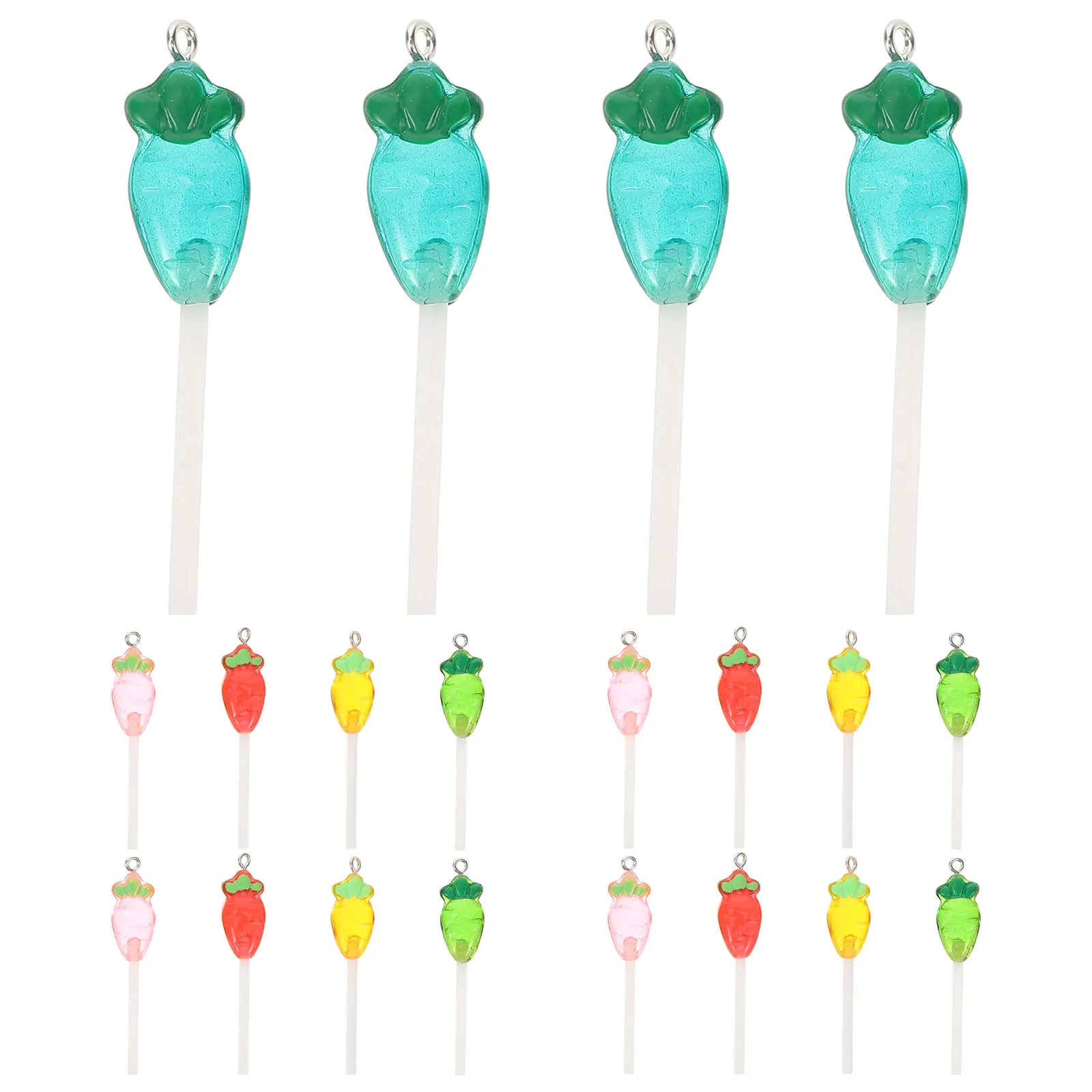 20 قطعة محاكاة الغذاء اللعب المفاتيح شيك الجزرة مصاصة سحر صياغة لوازم الراتنج سوار قلادة