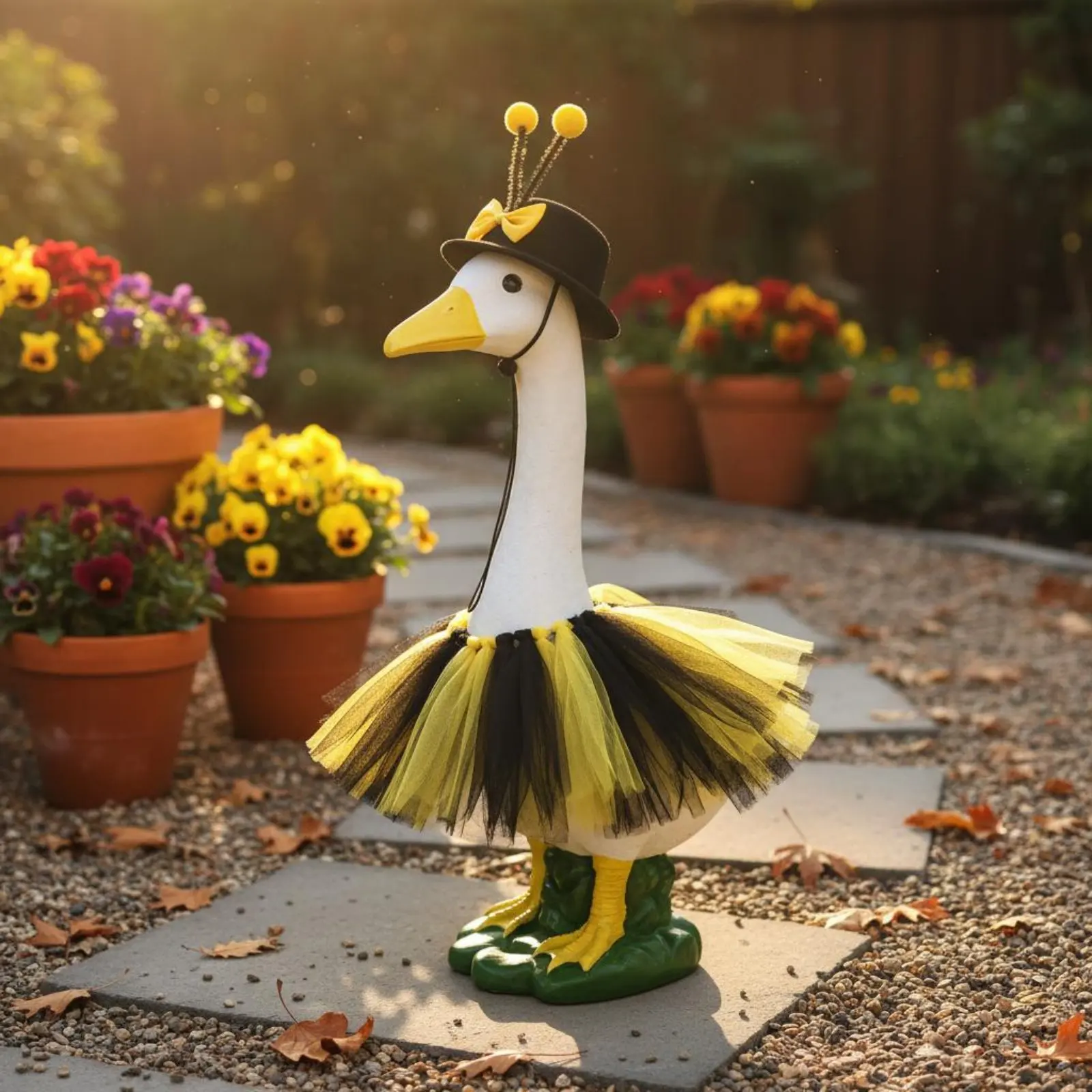 Bee-Themed Goose Outfit Black and Yellow Bee Themed Goose Outfit Yard Decoration Washable Outdoor Decor Weather-Resistant