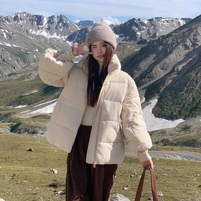 

Short Parkas Women Fashion Loose Casual Sweet All Match Female Outerwear Preppy Style Down Cotton Jacket Winter New
