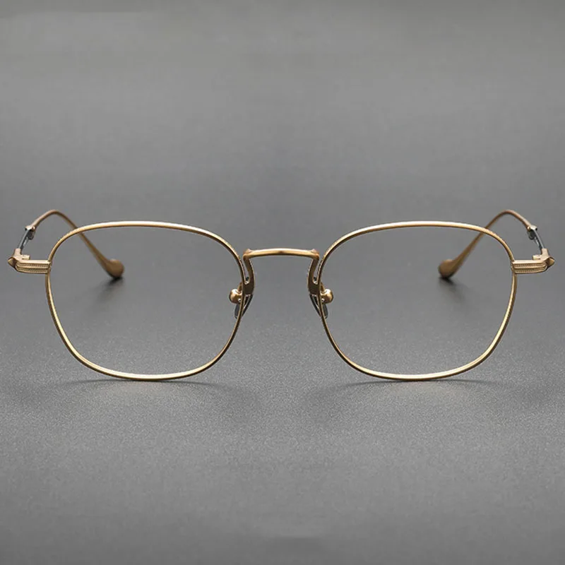 EYELUYAN Unisex Business Eyeglasses Vintage Titanium Square Full Rim Optical Spectacle Prescription Myopia Eyewear Bronze Gold