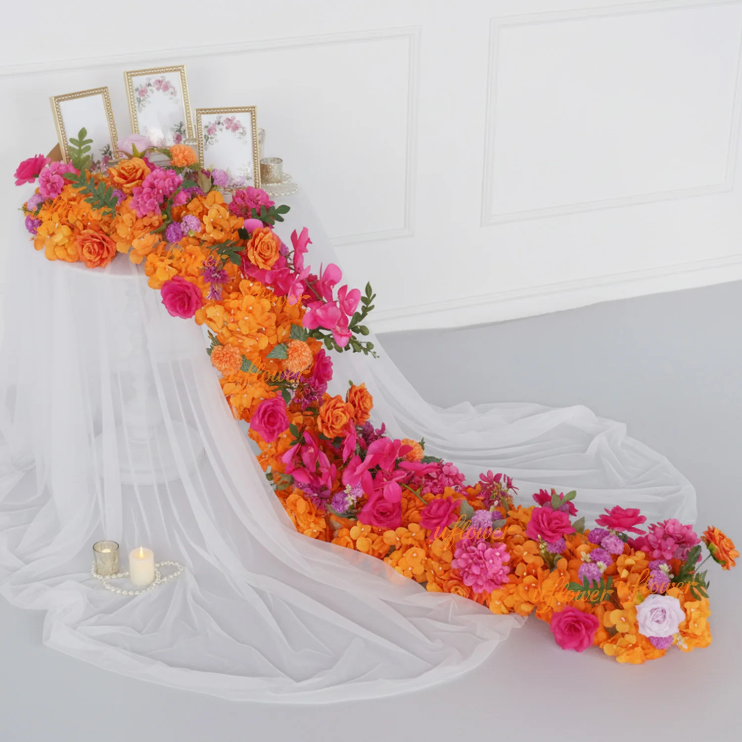 Uflower Wedding Decorations Artificial Silk Flowers Rose Hydrangea Arrangement for Party Event Table Centerpieces Aisle Flower