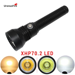 Linterna de buceo XHP70.2, luz LED subacuática, potente linterna táctica de pesca submarina, lámpara de batería 26650