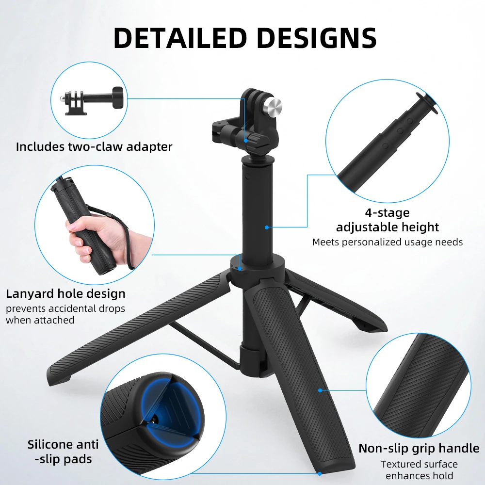Flymile Selfie-Stick Stativ Verlängerungsstange für DJI Action 6/OSMO 360/Insta360 Ace Pro/Gopro Video-Erstellungs-Zubehör – Detail 11