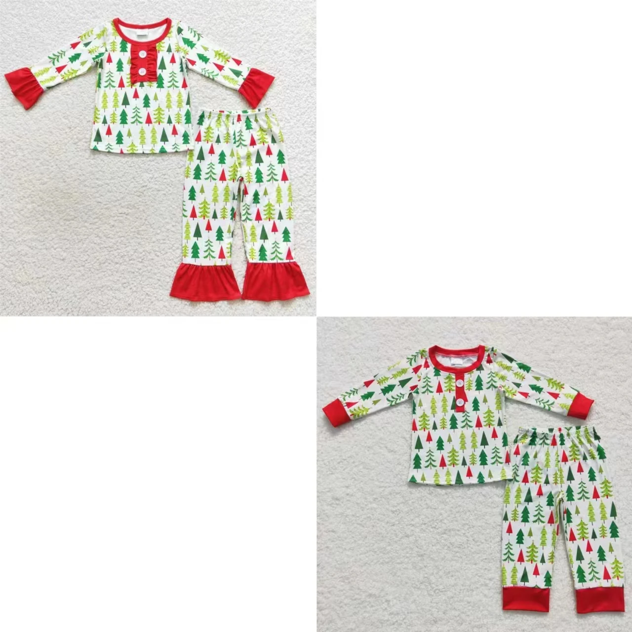 

Matching Baby Boy Girl Long Sleeves Shirt Tee Christmas Tree Pajamas Set Pants Kid Outfit Nightclothes Children Green Sleepwear