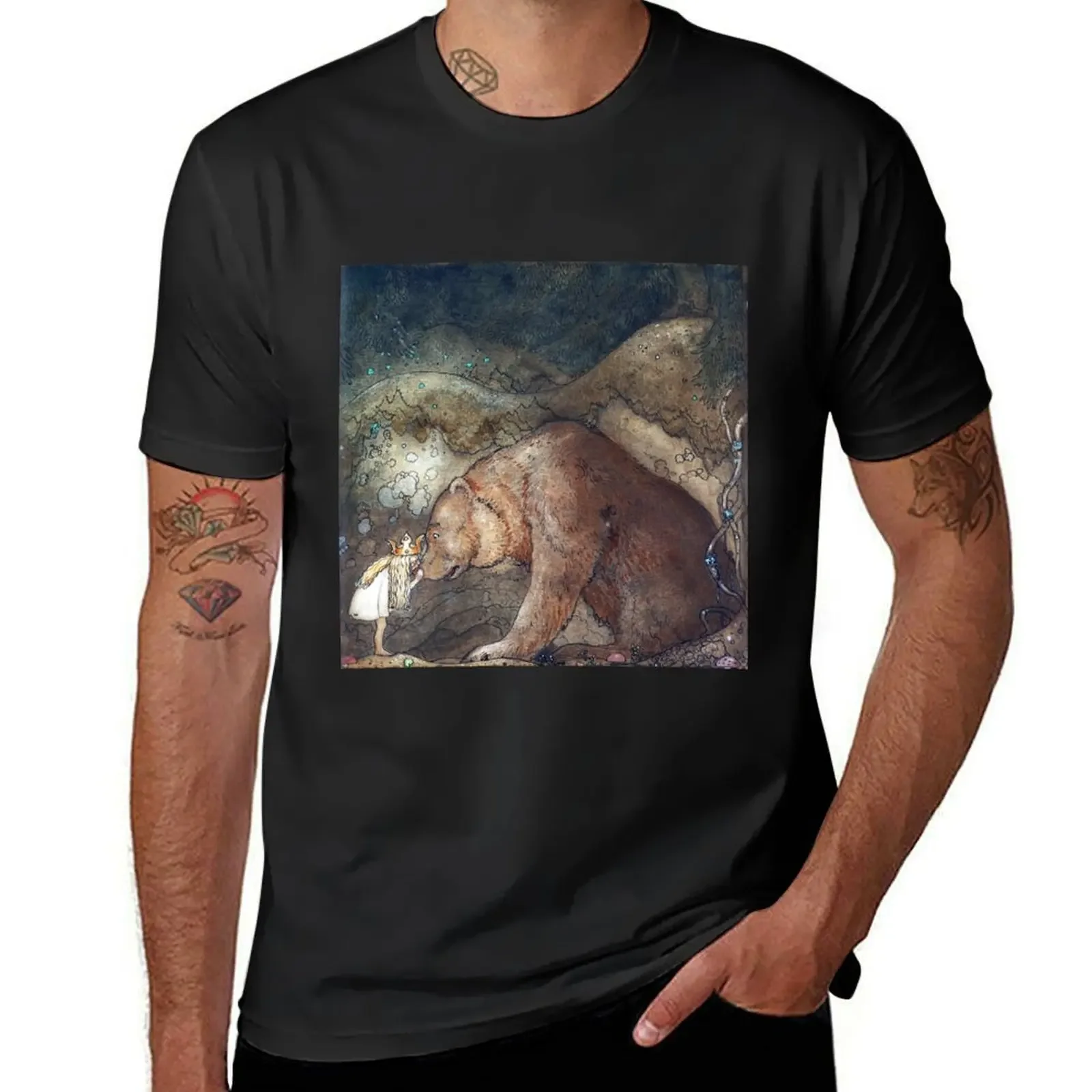 John Bauer Poor little Basse T-Shirt quick-drying blacks hippie clothes mens t shirts