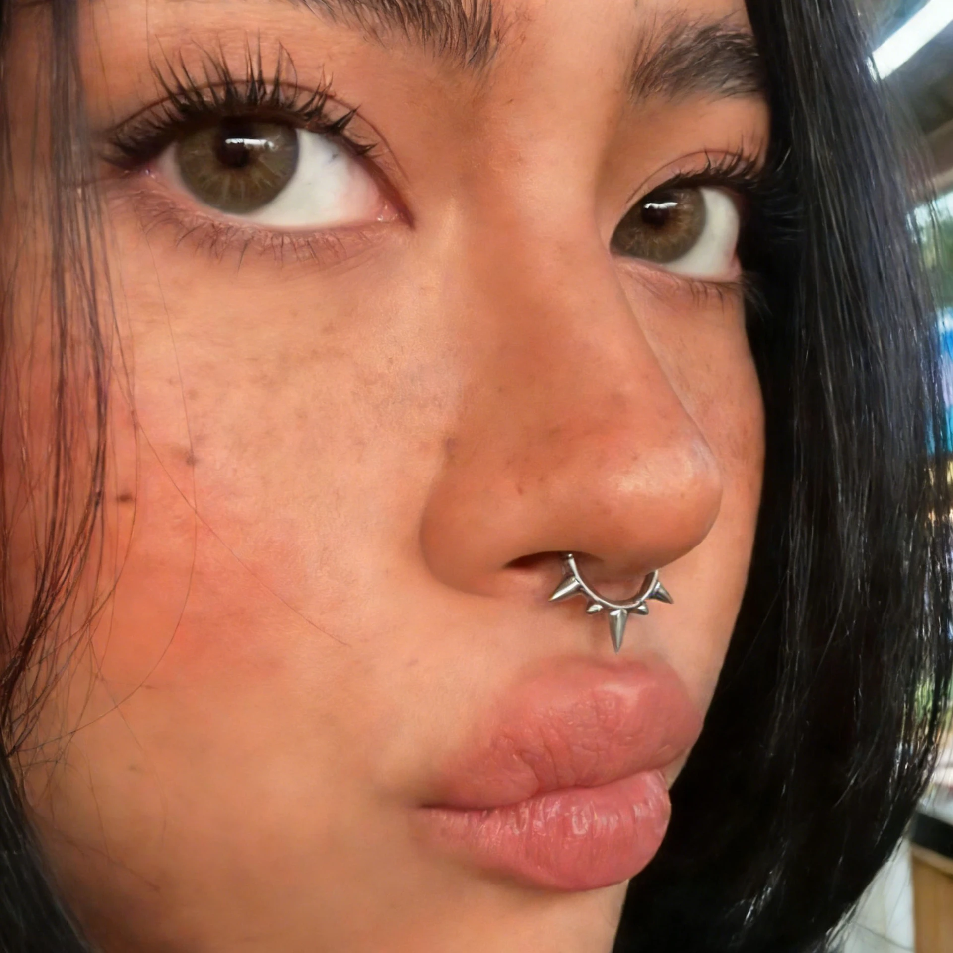 

1Pc Trendy Stainless Steel Edgy Style 1.2mm Spike & Bead Septum Ring Unique Design Body Piercing High Quality Gift