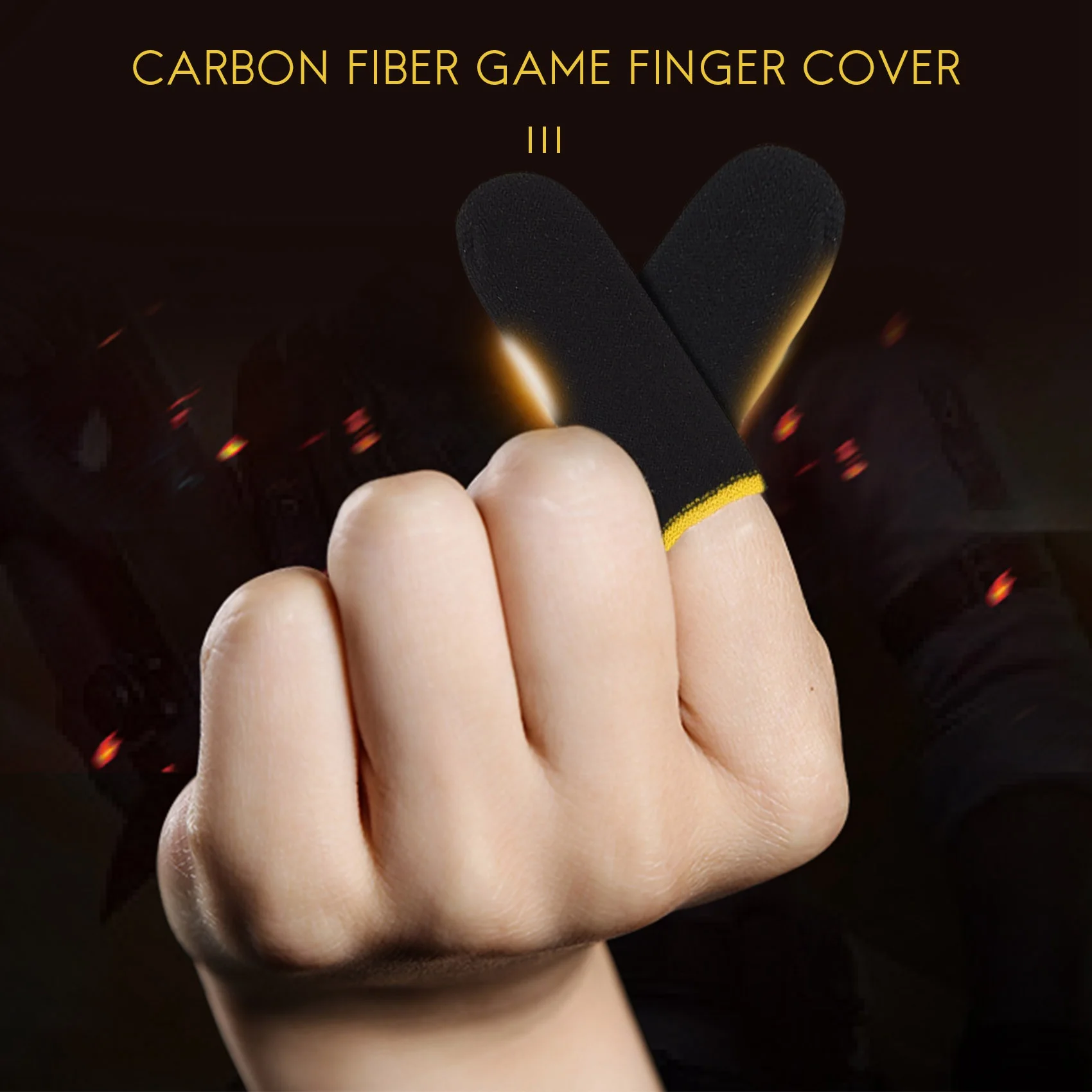 18-Pin Carbon Fiber Finger Sleeves For PUBG Mobile Games Press Screen Finger Sleeves Black & Yellow(16 Pcs)