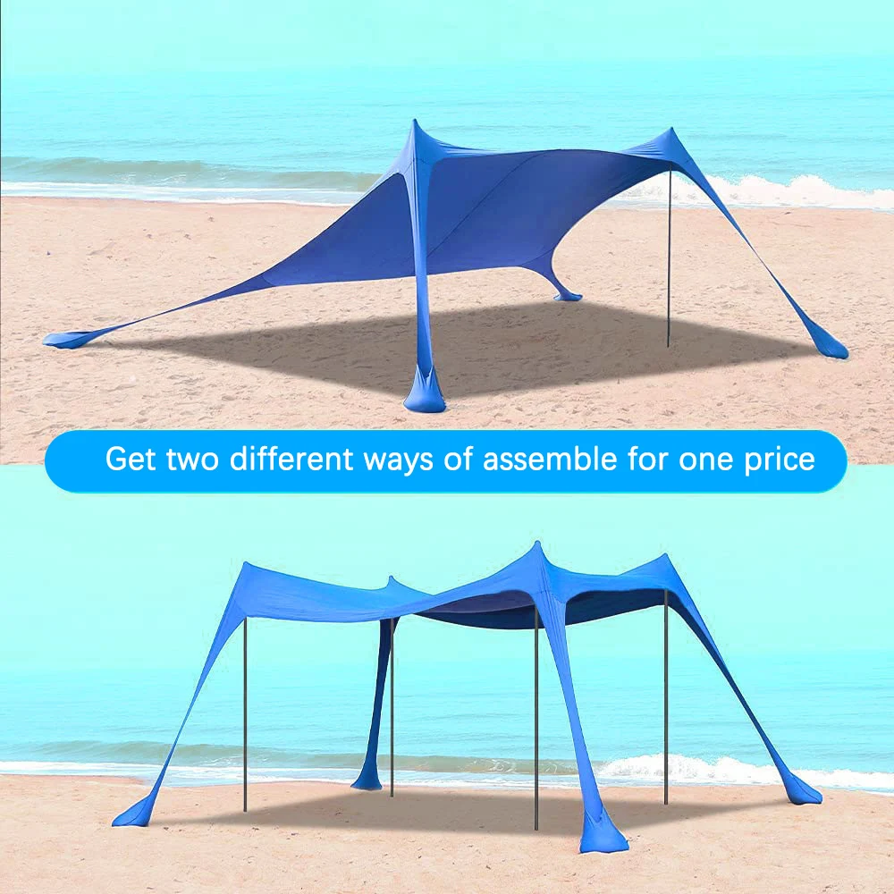 UPF50+UV Resistant Tent Beach Awning Sun Shelter Portable Beach Canopy Sunshade Tent Large Camping Shades Tents Patio Shade