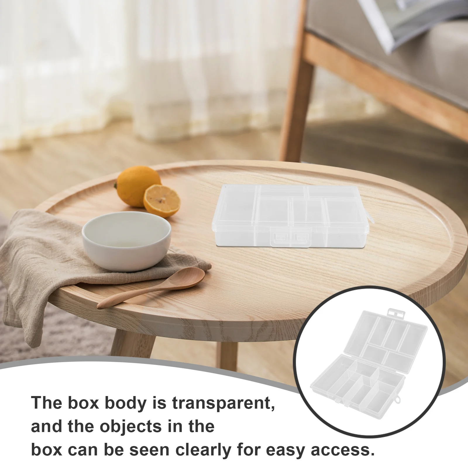 กล่องเก็บอุปกรณ์ตกแต่งเล็บแบบใส กล่องเก็บของหลายช่อง กล่องพลาสติกใส่เครื่องประดับ ลูกปัด พร้อมฝาปิด กล่องเก็บของแบบพกพา