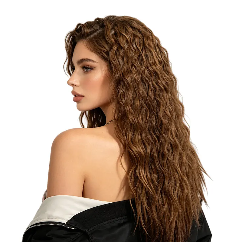 

21inch Synthetic Clip-In Hair Extensions, Long Water Wave Style Hair Extensions for Women, 55cm High-Temperature Resistant Natural Curly Hair Wigs, Suitable for Daily Wear Suitable for Parties, Photography, Beauty Makeup, and Other Occasions.