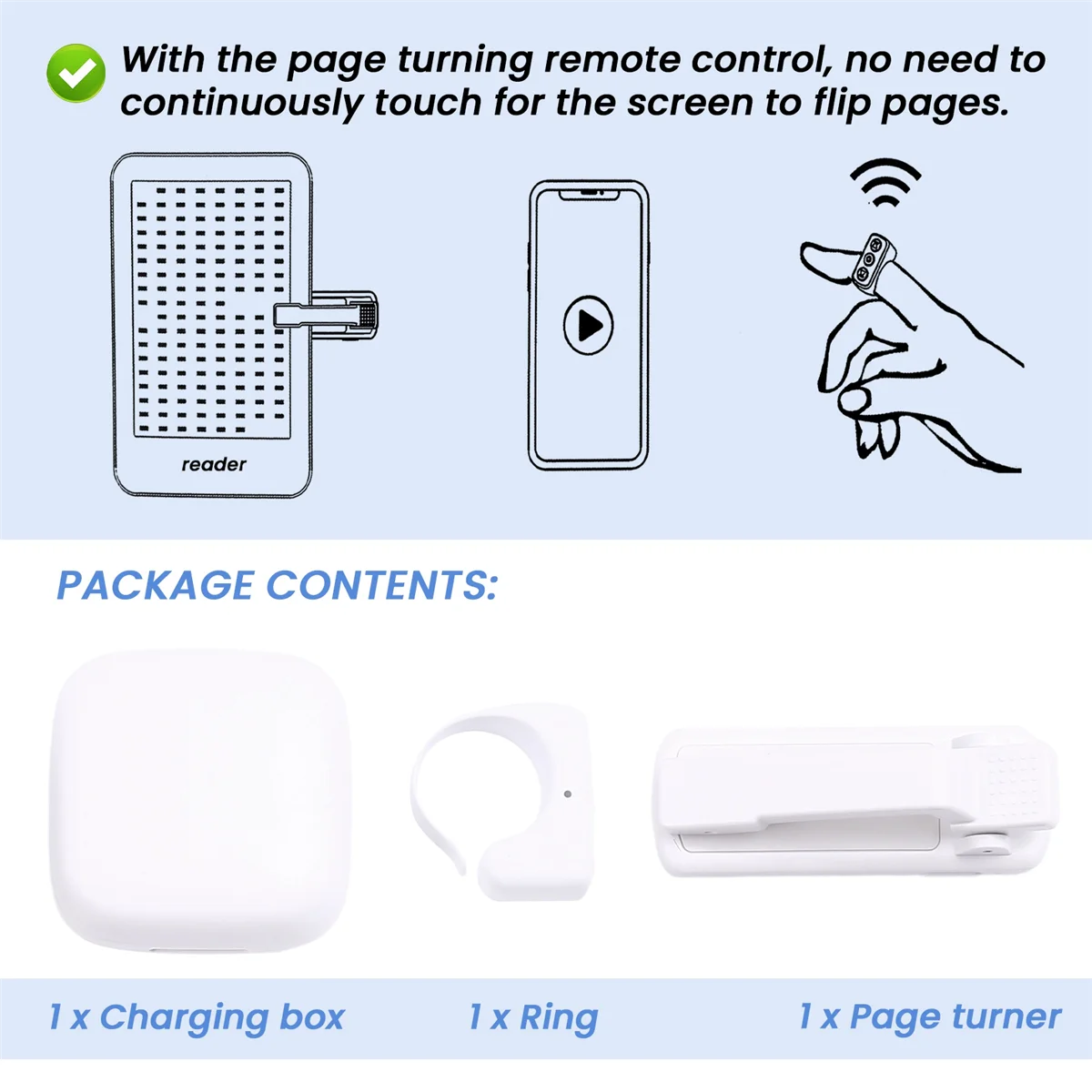 

Remote Page Turner for Kindle Kobo Bluetooth E-Reader Clicker TikTok Scrolling Remote Camera Shutter ReleaseJAS