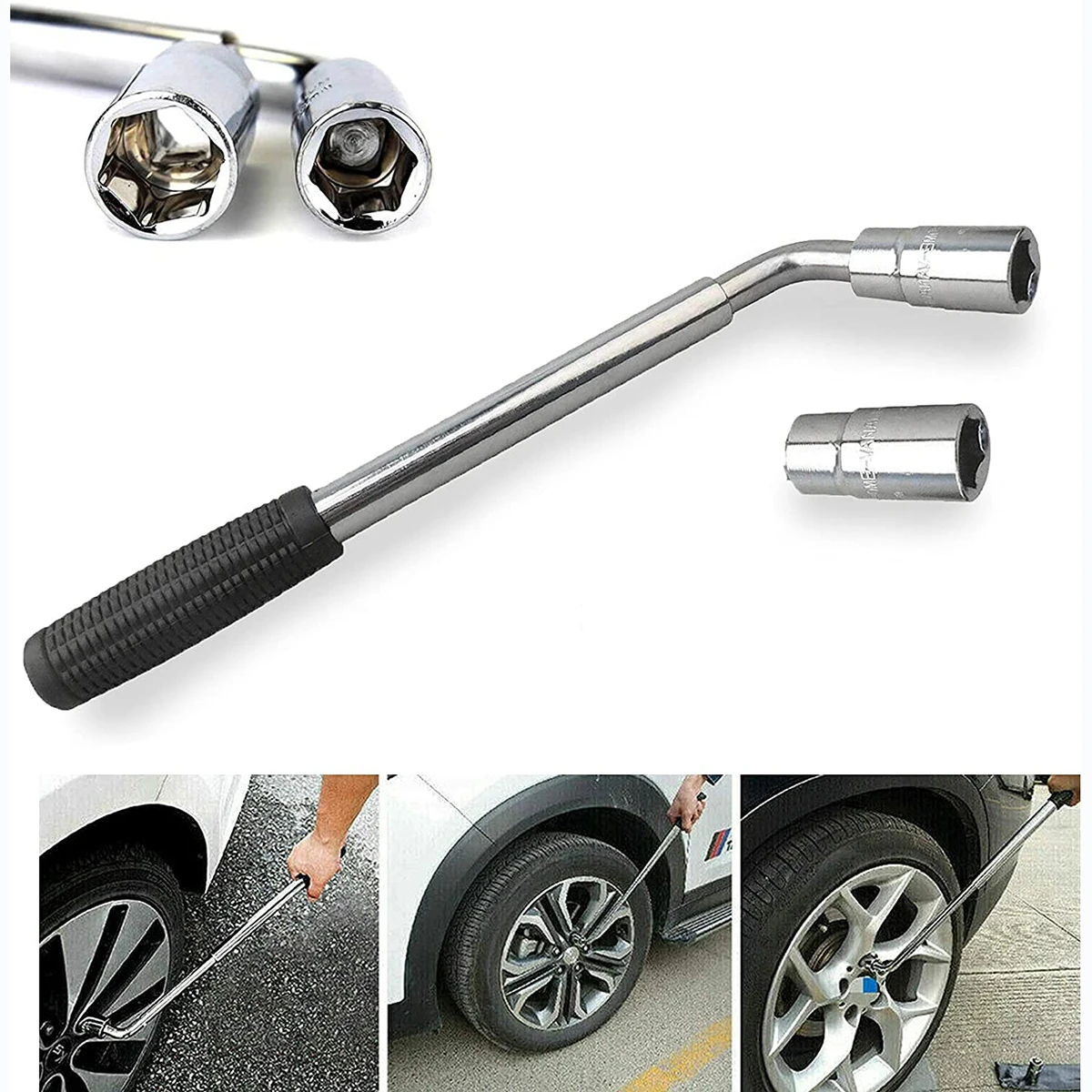 

Telescoping Wheel Lug Nut Wrench Kit 17/19/21/23MM Sockets Brace Extendable Car Tire Iron Garage Tools