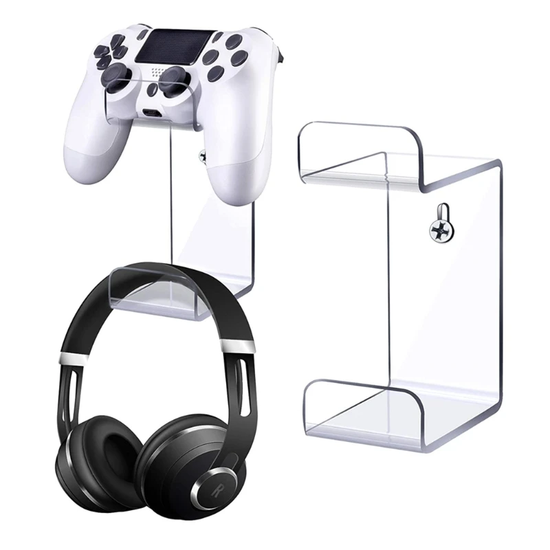 New Wall Mounted Storage Holder Compatible with PS3/PS4/PS5 Wireless Gamepad, Headset Organizer Controller Storage Bracket