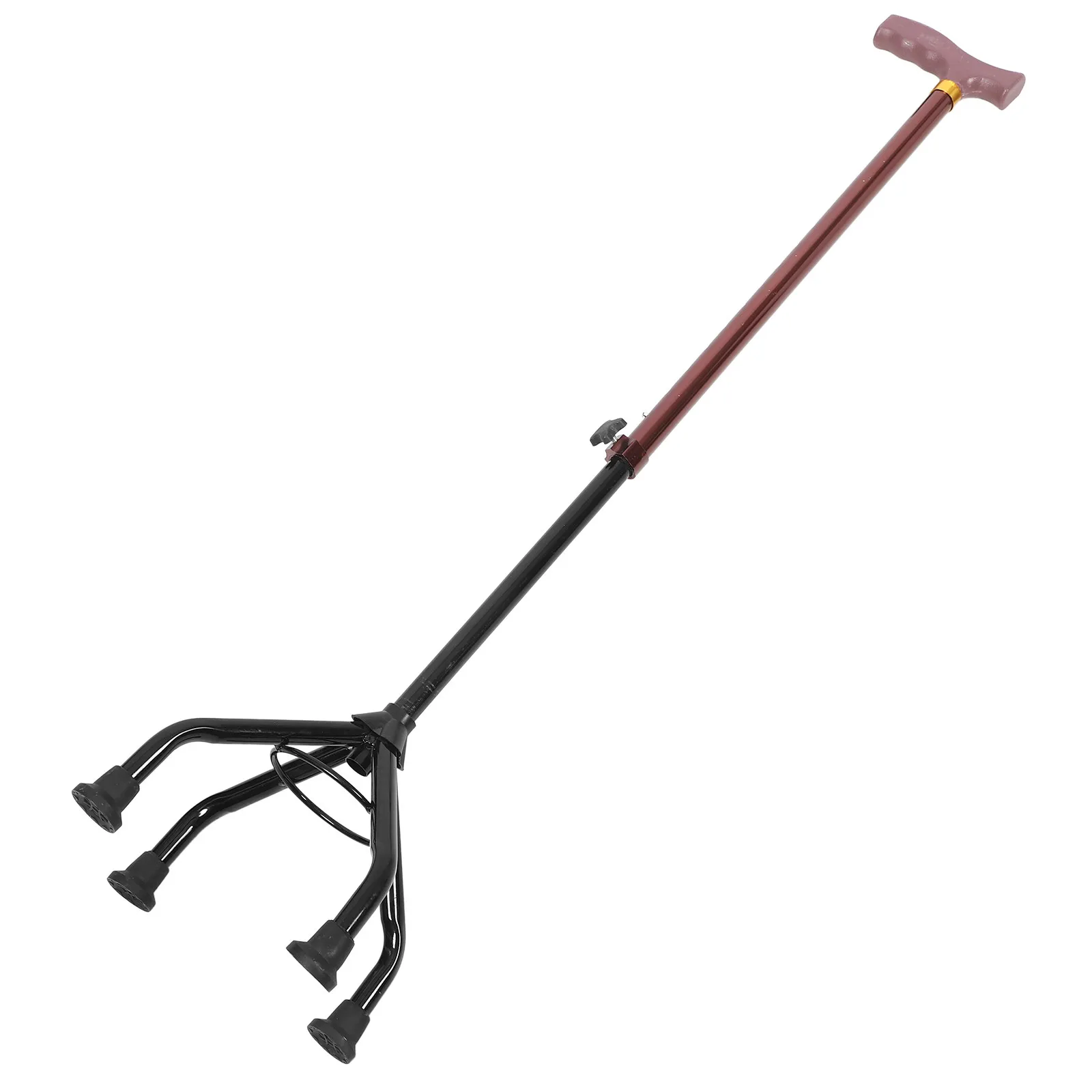 Adjustable Detachable Walking Cane for Men Elderly Hiking Trekking Pole with Nonslip Rubber Tip Four-Legged Stability Design