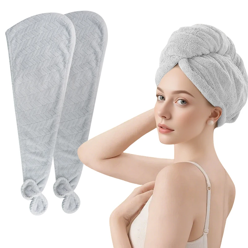 Super Absorbent Microfiber Hair Drying Cap Quick Wet Hair Dryer Soft Comfortable Reusable Elastic Edge Fits All Hair Types