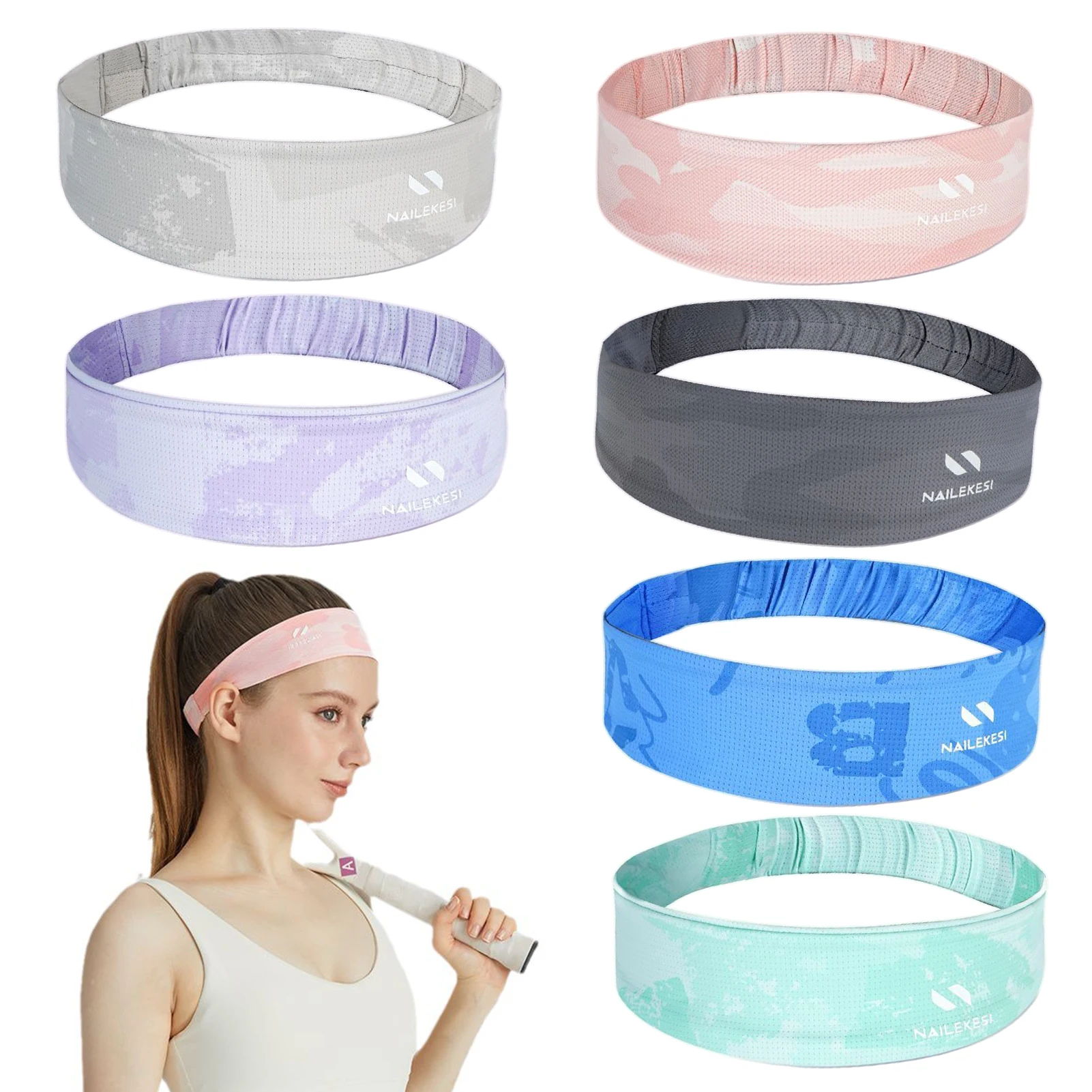 Sweat Absorbing Sports Headband for Yoga Running Fitness Non Slip Breathable Unisex Wide Headband for Men Women 1pcs