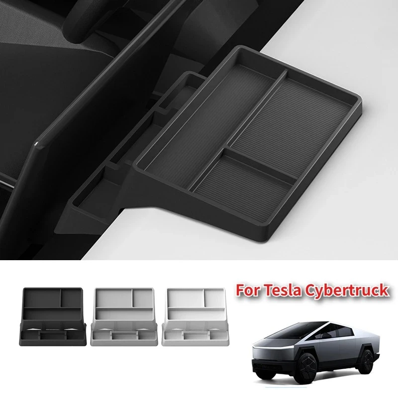 Instrument Panel Storage Box for Tesla Cybertruck 2025 Silicone Screen Rear Storage Box Hidden Tissue Tray Holder Accessories