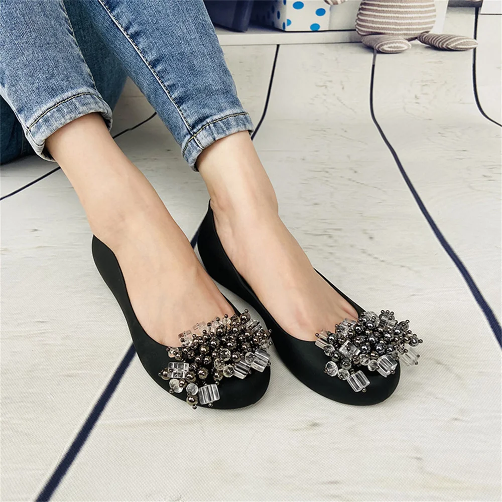 2023 Summer Women Fashion Beaded Jelly Color Shoes Casual Soft PVC tinta unita sandali muslimshw103