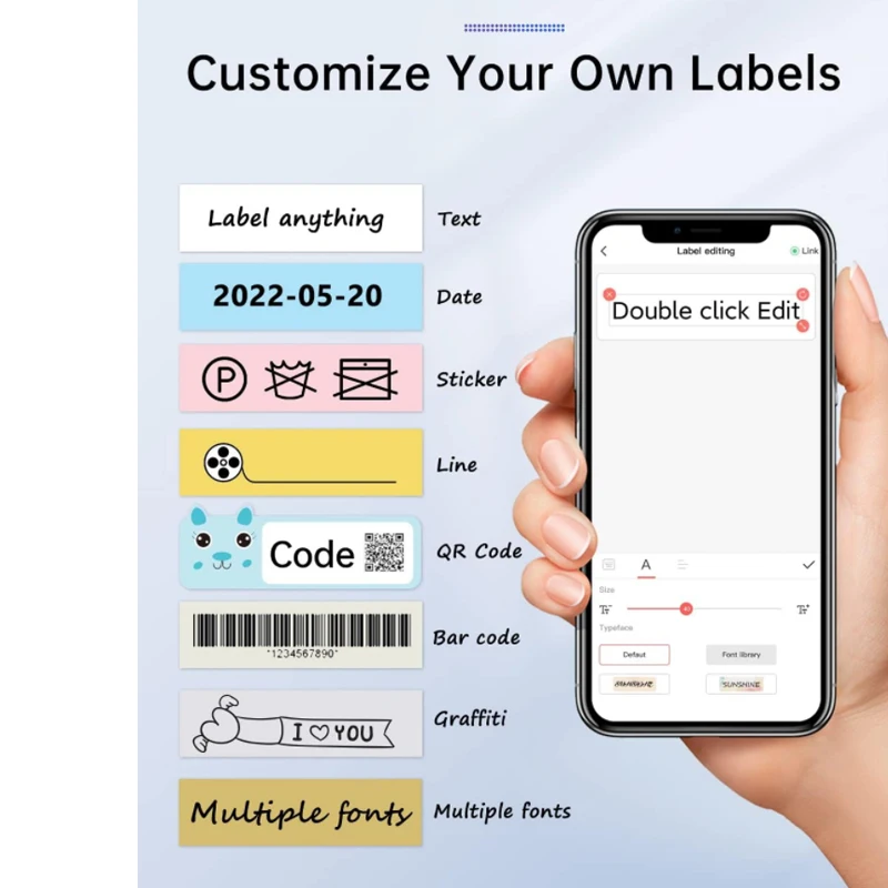 自己粘着性の白いラベル,15mm x 7m,p12/p15/p50/q30/d30用,1ロール