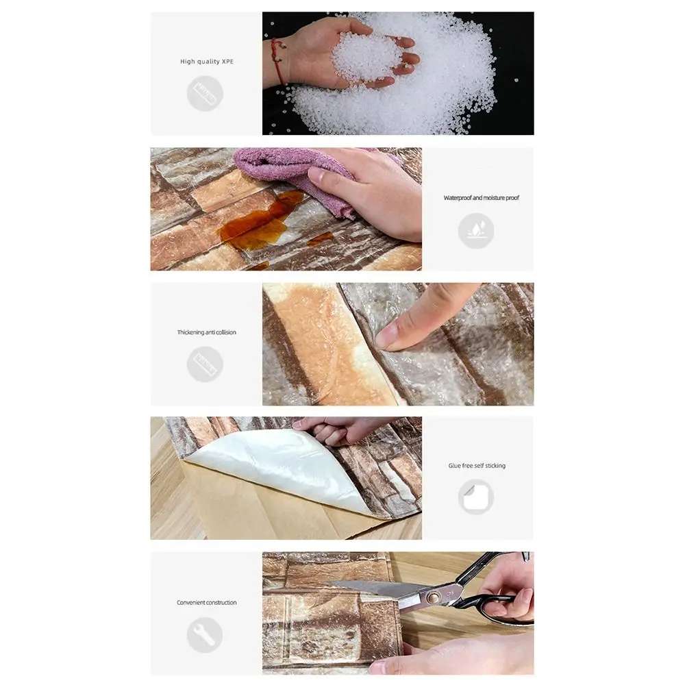 Waterproof Foam Brick Wallpaper Foam Soundproof Anti-collision 3D Wall Stickers Decorative Moisture-proof and Moldy Resistant