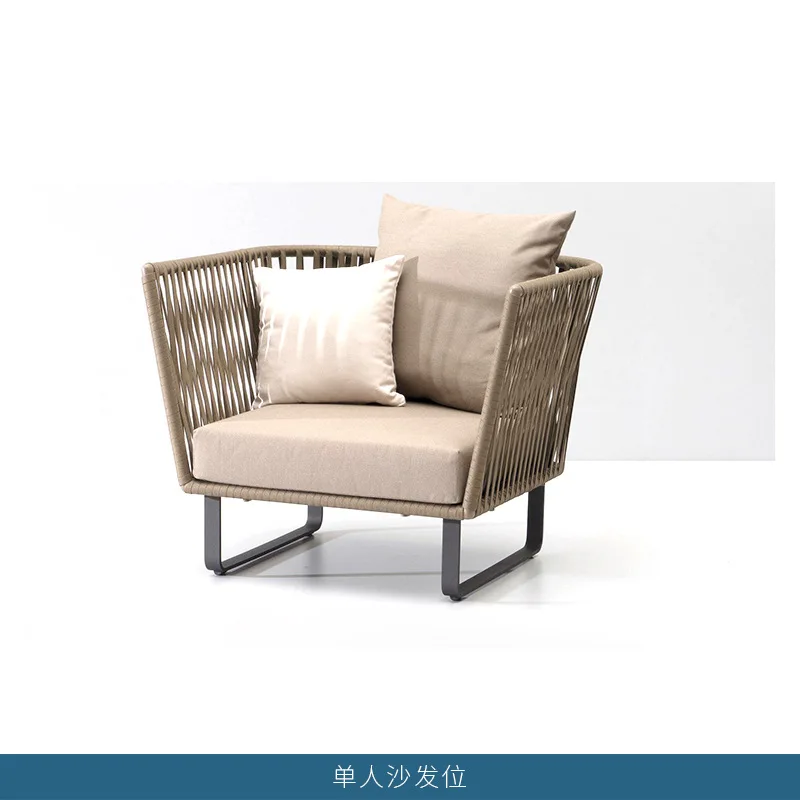 Outdoor-Rattan-Sofa, Innenhof, Garten, Terrasse, wasserdichter Homestay-Freizeit-Rattan-Stuhl im Freien