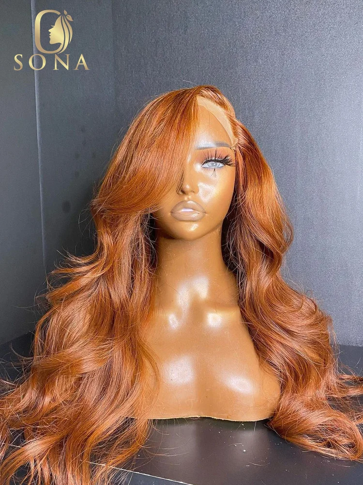 

13X6 Transparent Orange Ginger Copper Brown 13*4 Lace Front Wigs Body Wave Straight Human Hair Wigs Lace Frontal Wigs for women