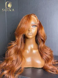 13X6 Transparent Orange Ginger Copper Brown 13*4 Lace Front Wigs Body Wave Straight Human Hair Wigs  Lace Frontal Wigs for women