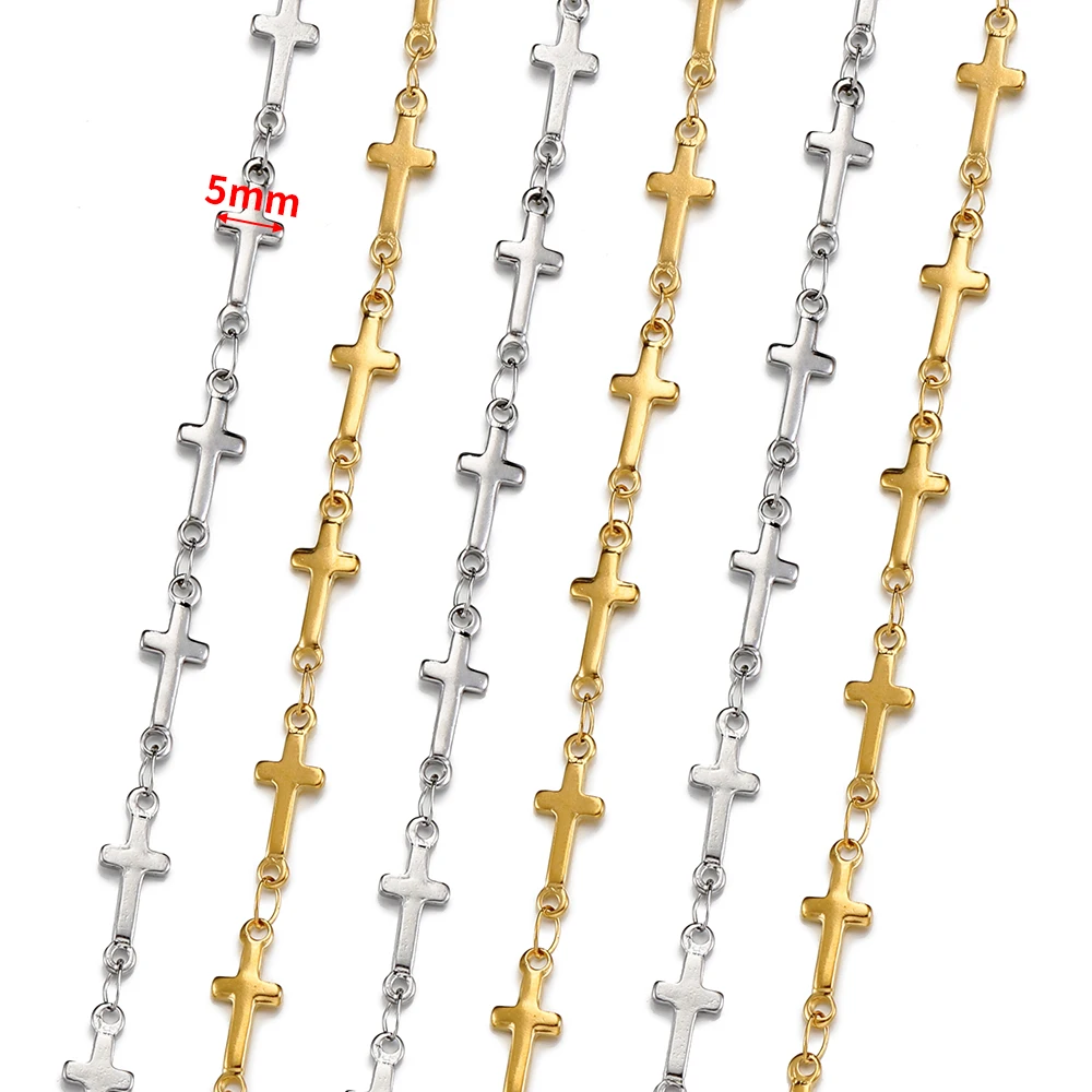 2meters 1meter Stainless Steel Cross Connectors Beaded Chains for Jewelry Making DIY Necklace Bracelet Findings Wholesale