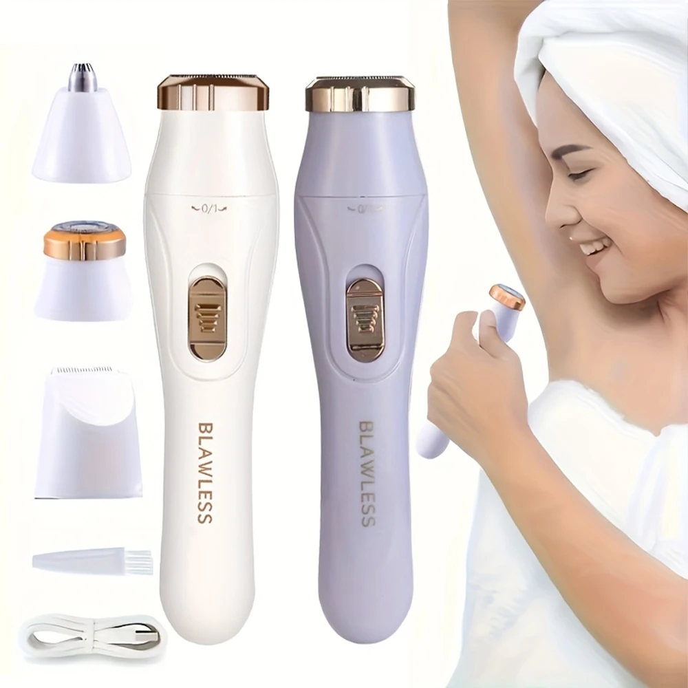 Depiladora Elétrica Recarregável 3 em 1, Portátil, Para Depilação Corporal, Facial, Axilas e Pernas Femininas