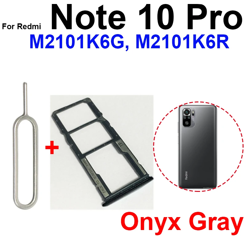 Sim Card Tray For Xiaomi Redmi Note 10 Note 10S Note 10 Pro 4G 5G SIM Card Adapter Dual Sim Card Holder Spare Parts