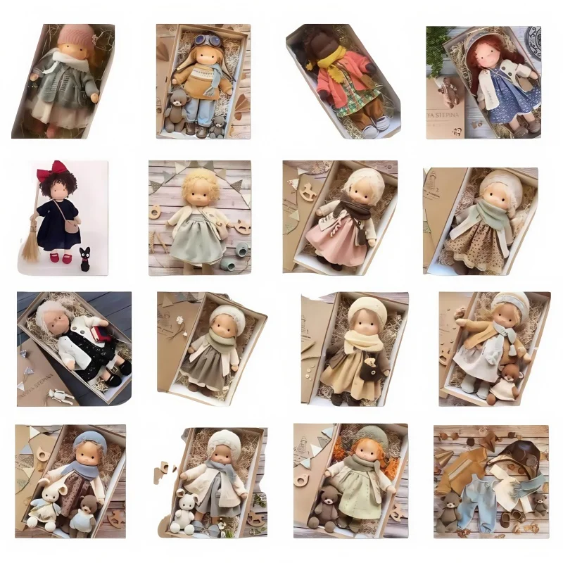 

Handmade Mini Doll With Changeable Clothe Waldorf Style Artistically Crafted Cotton Body Diy Packaging Collectible Doll For Girl