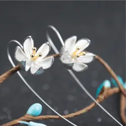 New Fashion Temperament Flower 925 Sterling Silver Jewelry Ear Hook Personality Lotus Exquisite Popular Earrings E121
