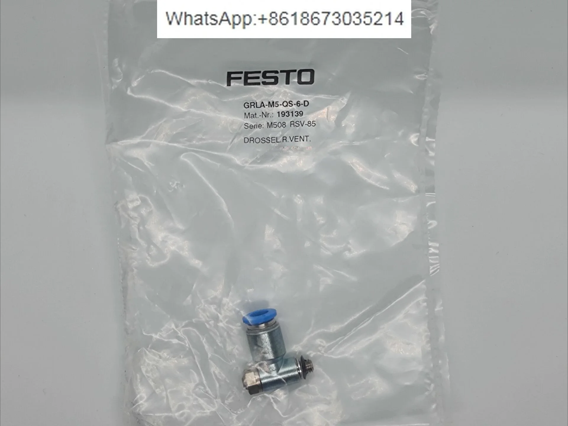 FESTO Throttle Valve GRLA-M5-QS-4-D 193138/GRLA-M5-QS-6-D 193139