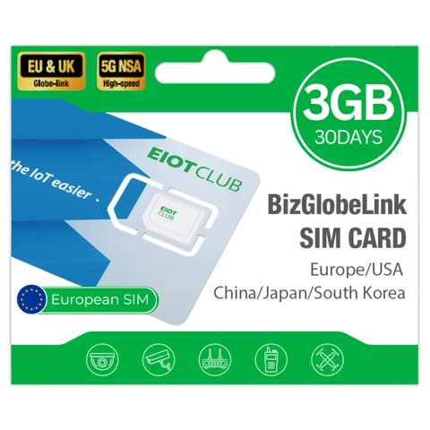 EIOTCLUB 선불 유럽 SIM 카드, 3GB/30일, 유럽/미국/중국/일본/한국에서 사용, 글로벌 여행 SIM 카드, 로밍 요금 없음