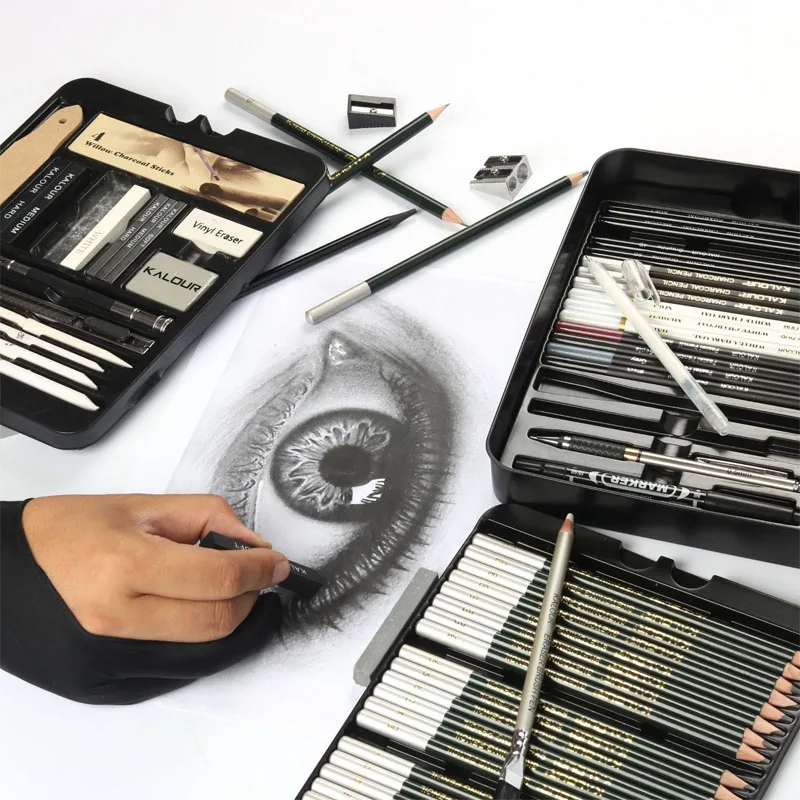 

KALOUR Art 70pcs Sketching&Drawing Pencil Set Professional Various Hardness Pencils For Kids Artists Beginners In Gift Tin Box