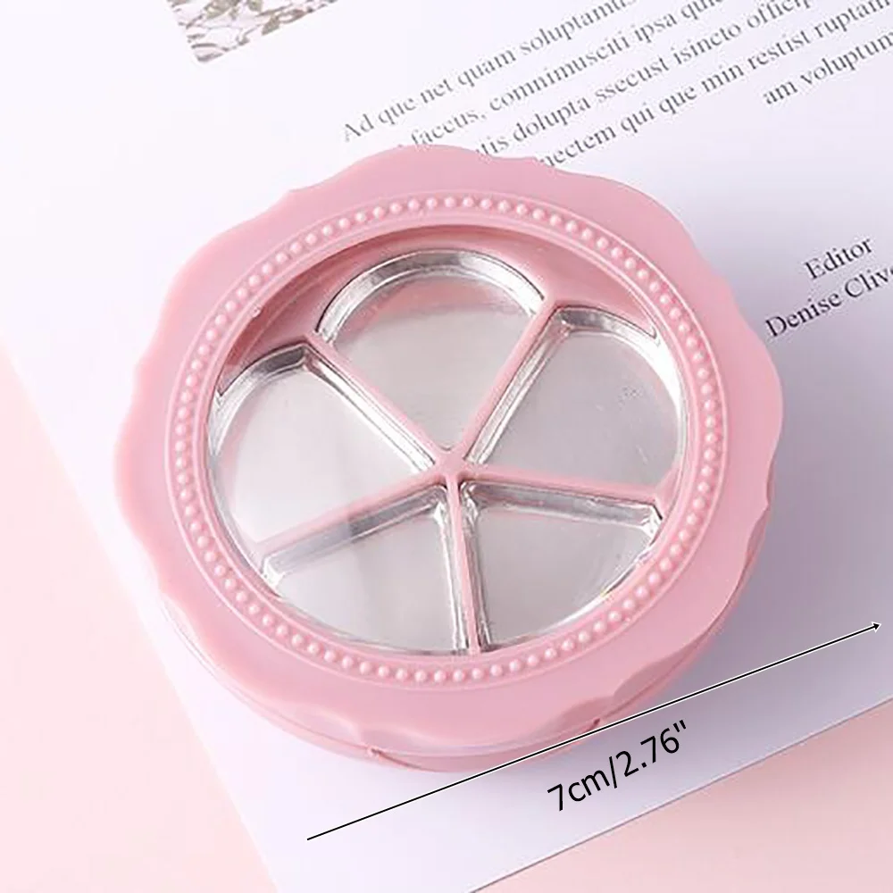 Portable 5 Grids Eyeshadow Case with Blush Mirror Empty Lipstick Plate Box Flower Shape Lipstick Box Cosmetic Sample Container