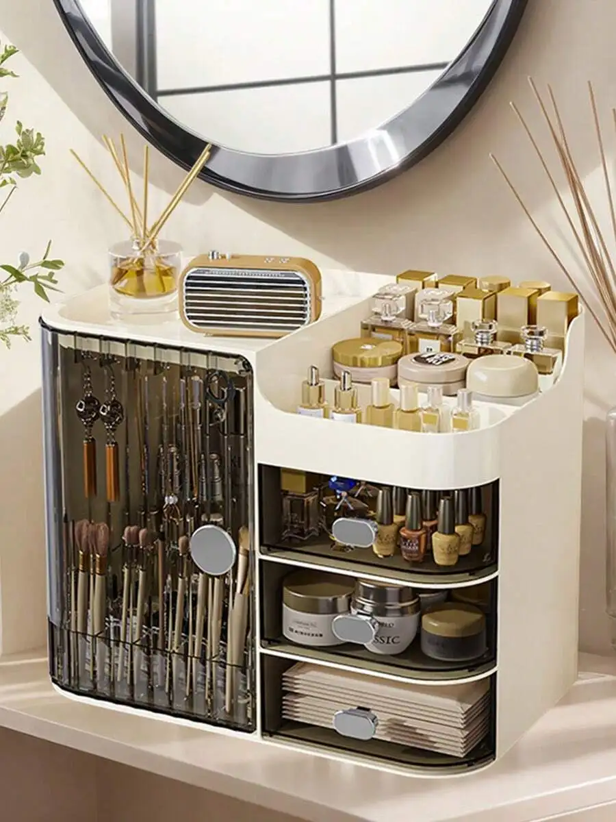 

Makeup Storage Box And Care Product Storage Box, A High-Capacity Cosmetic Storage Solution. Cosmetic Storage Cabinet With 3 Draw