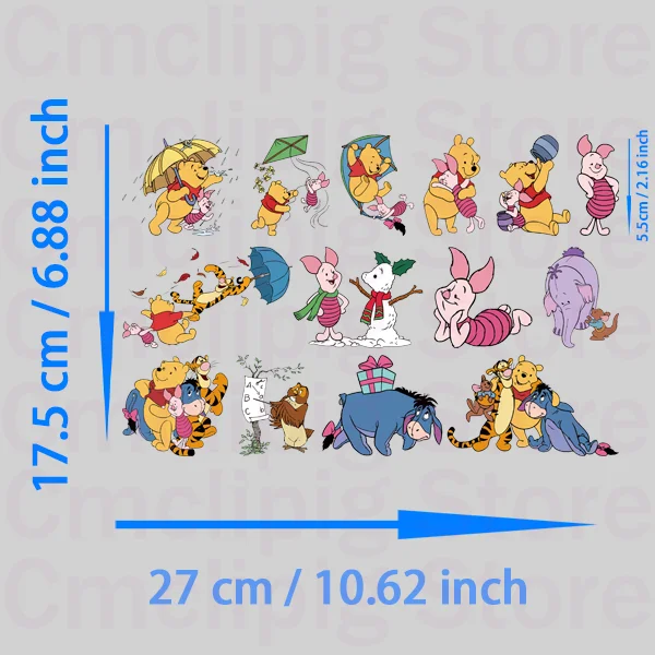 Baby Pooh Bear and Piglet Clothing patches self-adhesive thermo-stickers for children heat transfer vinyl