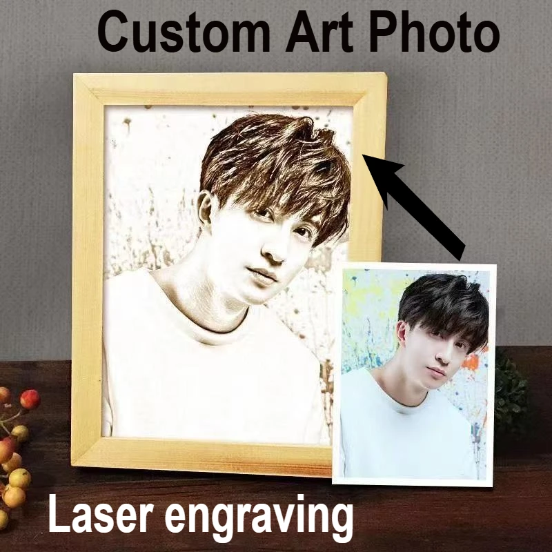 

Custom Personalized Portrait Photo,Wood Slice Art Engrave Painting,Custom Laser Engraving Birthday Gift,home Decor,unique Gift
