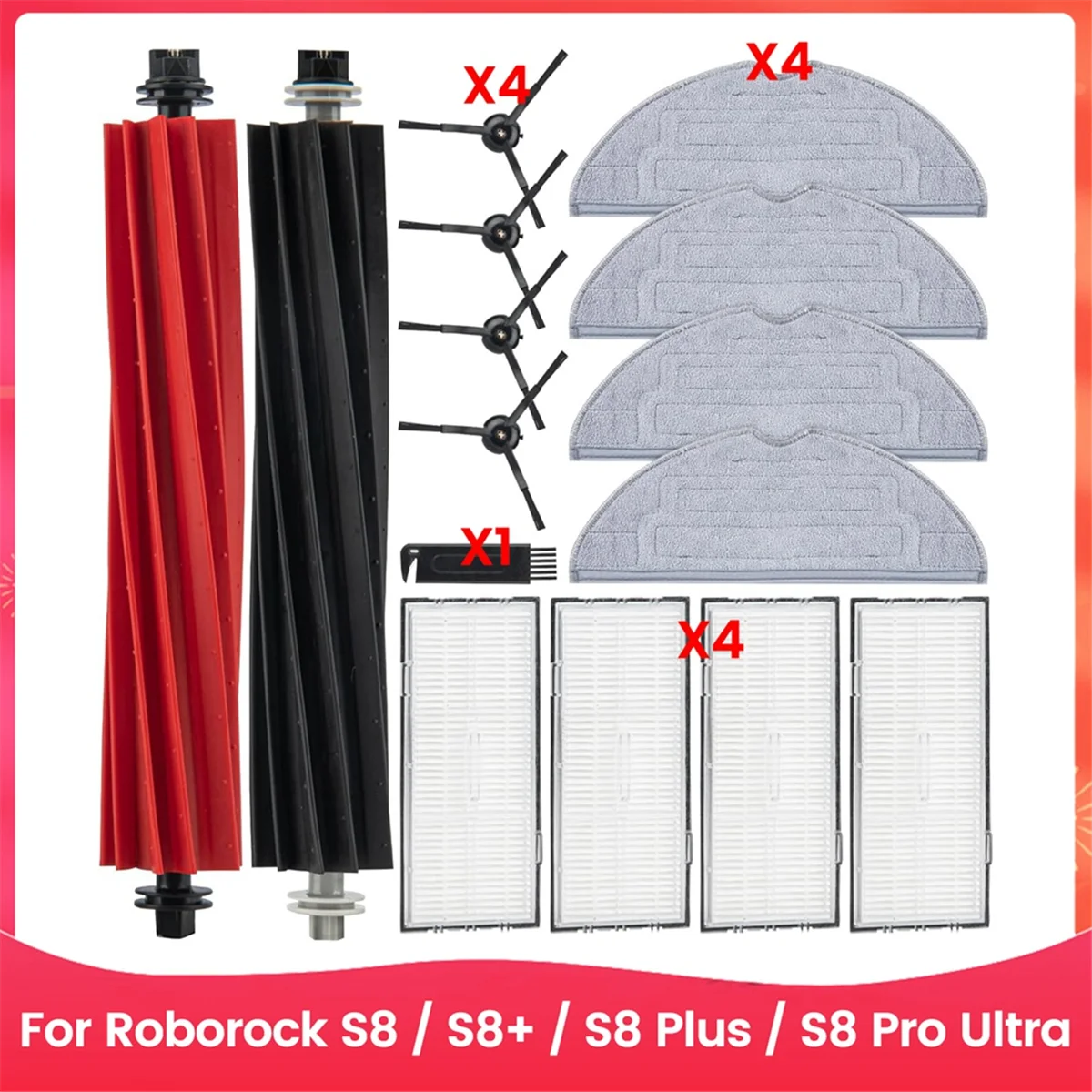 Bismz acessórios para roborock s8/s8 +/s8 plus/s8 pro ultra robô aspirador de pó escova lateral principal filtro hepa pano mop