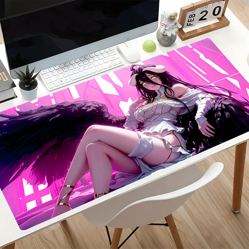 Mouse Pad Large E-sports Gamer Mat kawaii Keyboard Pad O-overlord Albedo Computer Desk Mat Pink Anime Extended Gaming Mausepad
