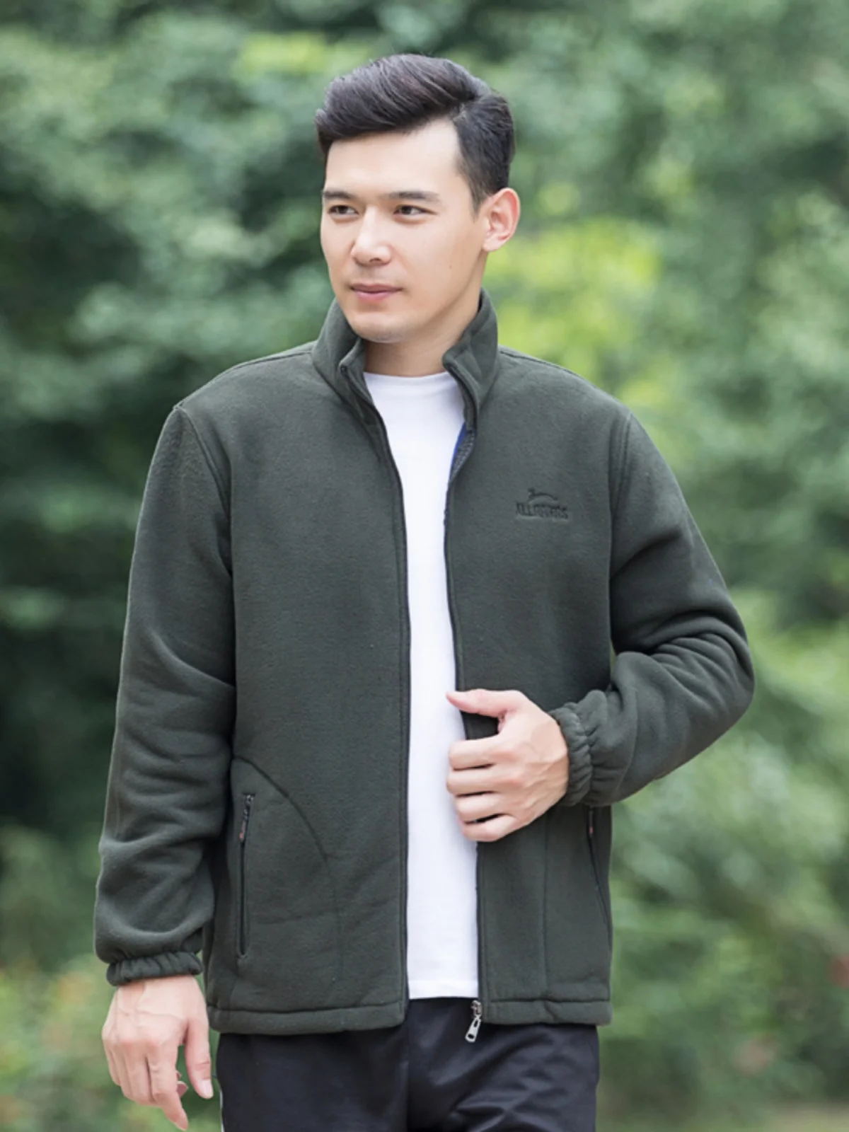 

Thiened Fce Hoodie Jaet Stand Collar Men's Faion Urban Sle Long Sve Sweatirt for Middle-Aged And ly