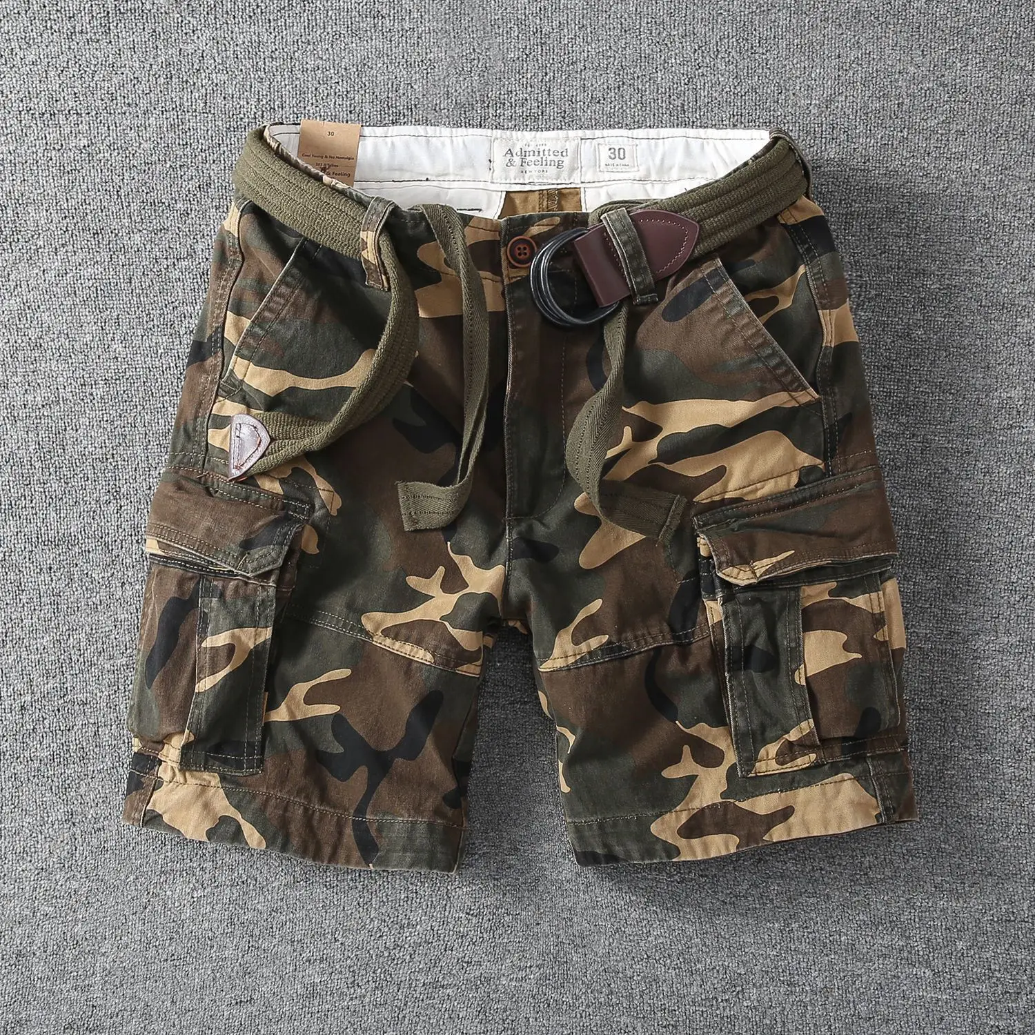 Fashion 2026 Retro Heavy-washed Multi-pocket Tooling Half Pants Summer Men's Loose Straight Casual Cotton Workwear Pants Shorts
