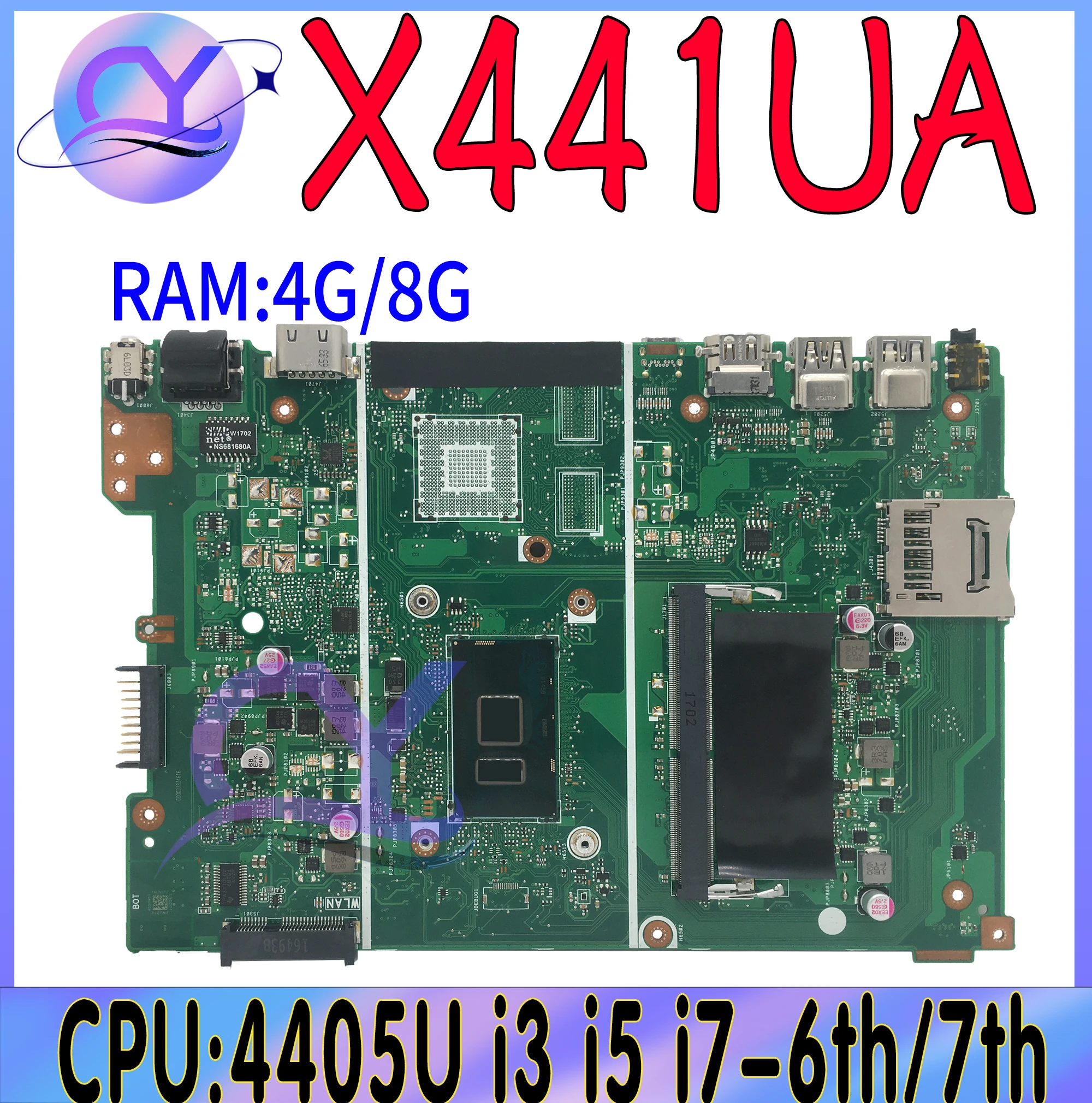 

X441UA Mainboard For ASUS X441UV X441U F441U A441U X441UVK X441UAK Laptop Motherboard With 4405U i3 i5 i7-6th/7th RAM-4GB/8GB