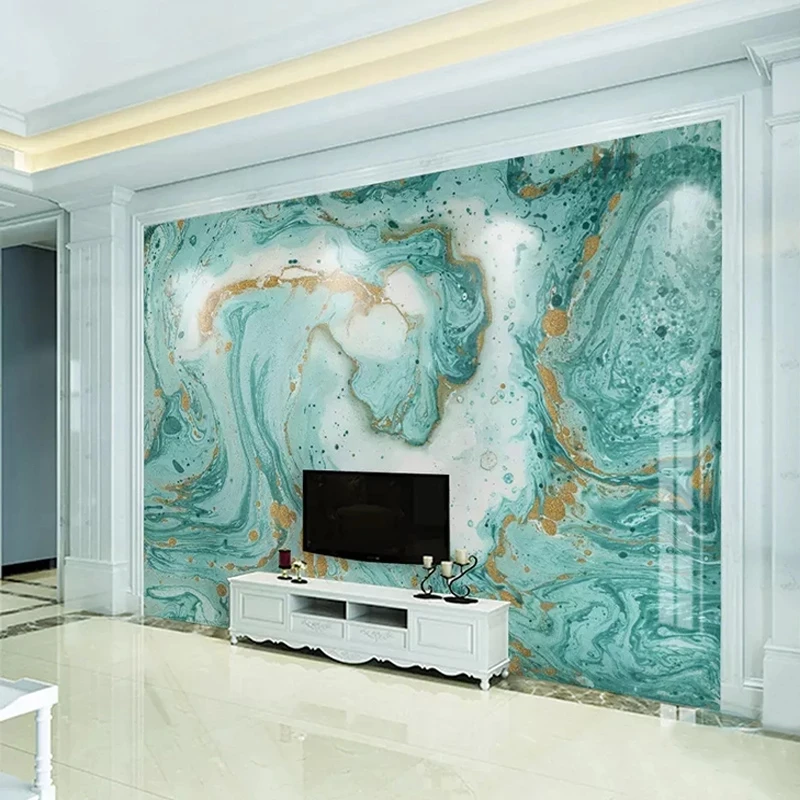 Customized Photo Wallpaper European Style Blue Abstract Marble Mural Living Room TV Sofa Background Painting Creative Art Wall