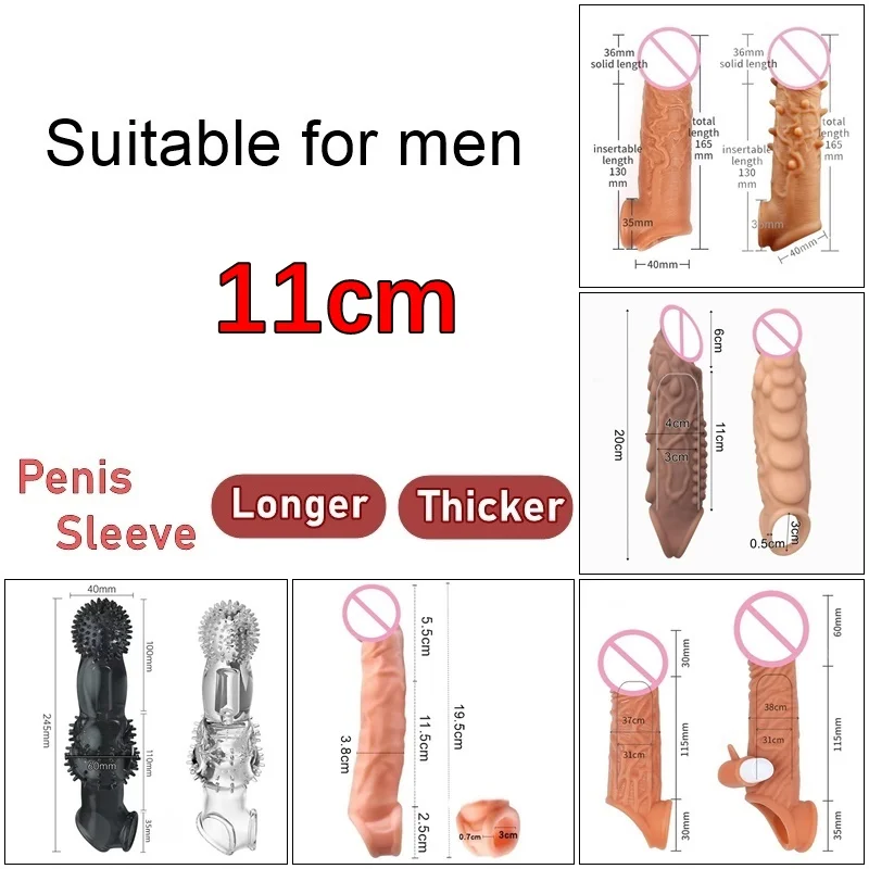 FXINBA New Penis Sleeve Enlarger For Men 11cm Sexy Adult Toy For Men Cock Sleeve For Penis Cover Dick Extension Reusable Condom