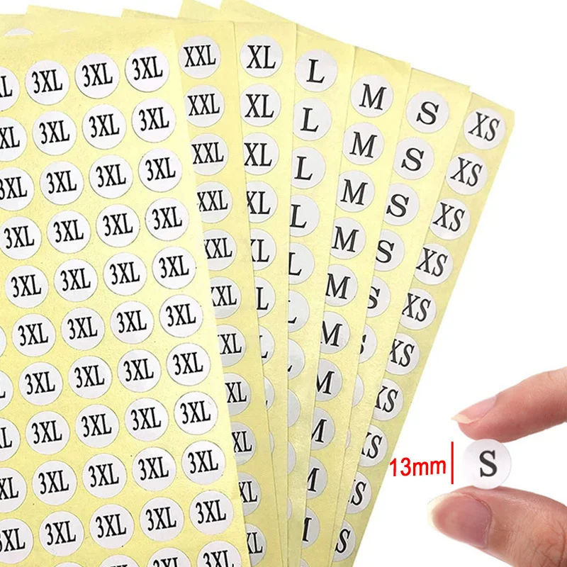 15Sheets Size Label Self Adhesive Paper XS/S/M/L/XL/XXL/3XL/4XL/5XL Tags Sticker Clothing Trousers DIY Scrapbooking Decoration