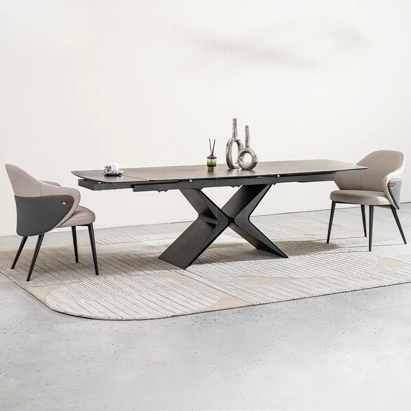 Italian telescopic dining table Modern simple small apartment household high-end light luxury rectangular
