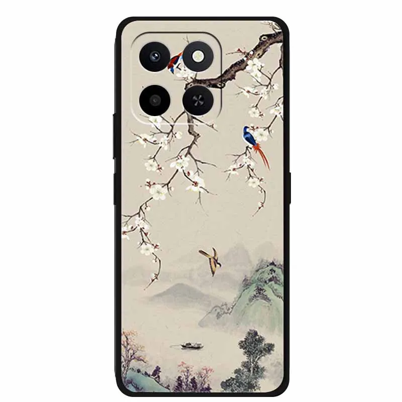 حافظة مزخرفة ثلاثية الأبعاد لهاتف Honor Play 10T 400 Smart 4G 5G غطاء خلفي على شكل زهرة الإغاثة حافظة ناعمة من السيليكون الأسود لهاتف Honor X7d 4G 5G Para