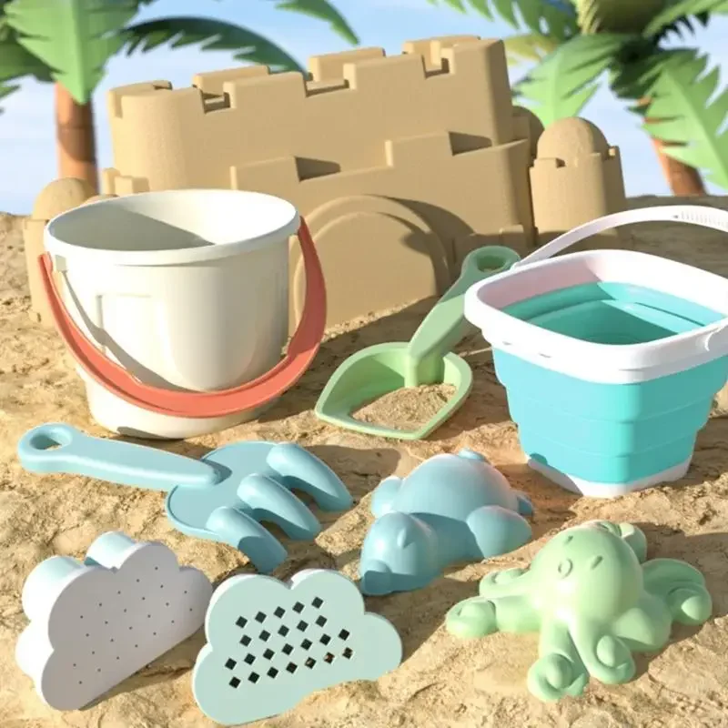Seau sable pliable, jouet jeu avec pelle Pot d'arrosage, château sable pour enfants, activité jeu d'eau plage